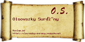 Olsovszky Surány névjegykártya